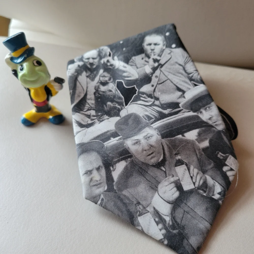 Ralph Marlin Three Stooges Necktie ~ 1994 ~ Made in USA ~ Unisex Retro Humor Fun